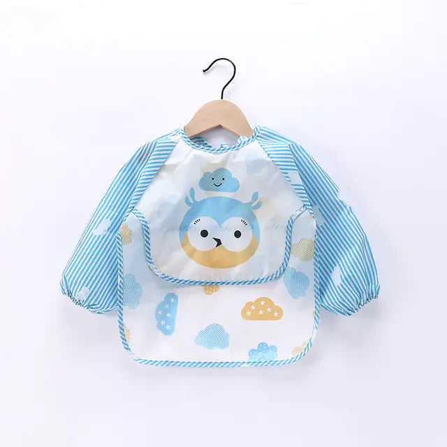 Waterproof Baby Bib with Cartoon Design and Pocket