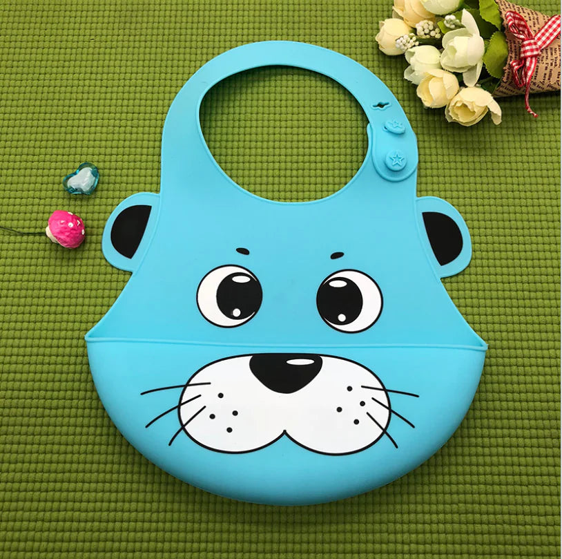 Silicone Waterproof Adjustable Cartoon Bibs for Kids