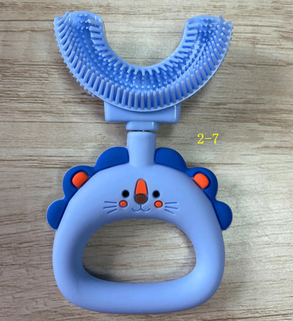 U-Shaped Little Lion Silicone Toothbrush for Kids