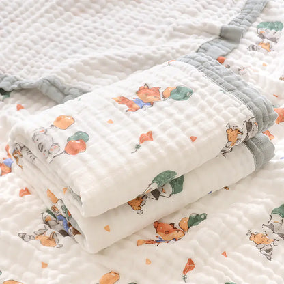 Fluffy Muslin Cotton Baby Blankets with Kids Print