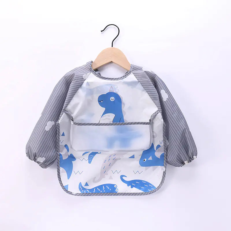 Waterproof Baby Bib with Cartoon Design and Pocket