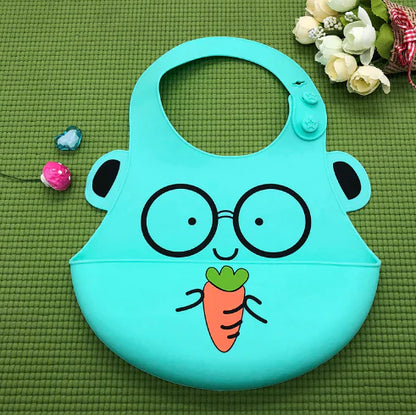 Silicone Waterproof Adjustable Cartoon Bibs for Kids