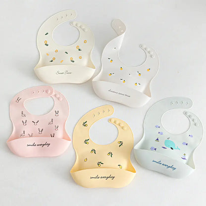 Baby Waterproof Silicone Bib with Rice Pocket