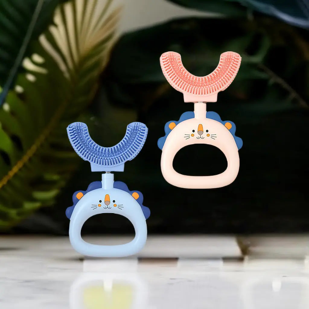 U-Shaped Little Lion Silicone Toothbrush for Kids