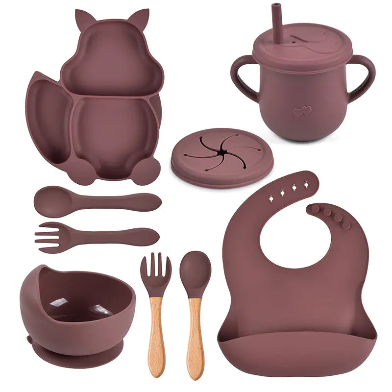 8-Piece Squirrel-Themed Baby Dining Set
