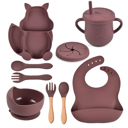 8-Piece Squirrel-Themed Baby Dining Set