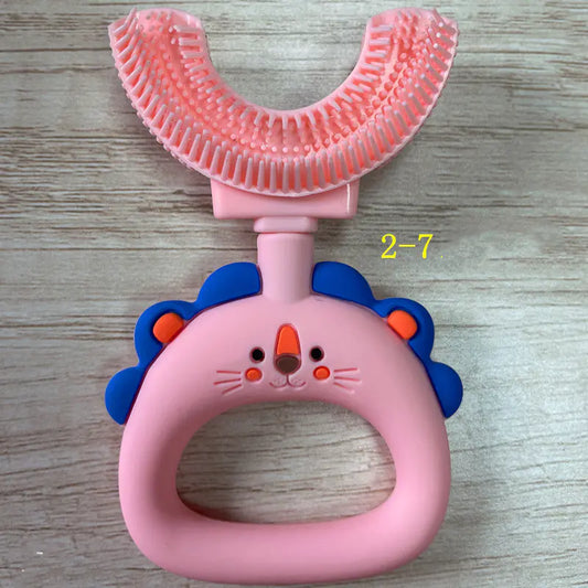 U-Shaped Little Lion Silicone Toothbrush for Kids