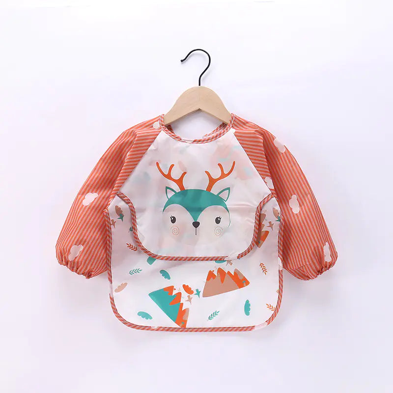 Waterproof Baby Bib with Cartoon Design and Pocket