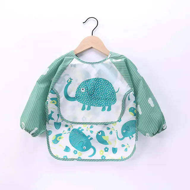 Waterproof Baby Bib with Cartoon Design and Pocket