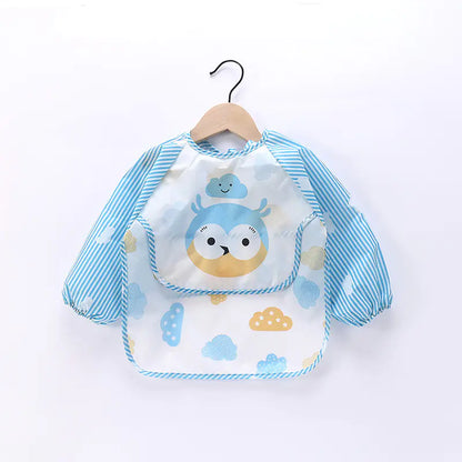 Waterproof Baby Bib with Cartoon Design and Pocket
