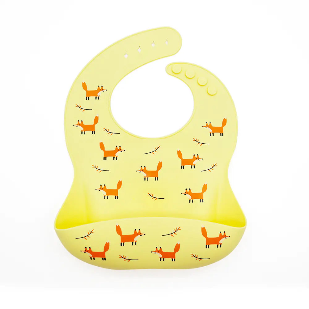 Baby Waterproof Silicone Bib with Rice Pocket