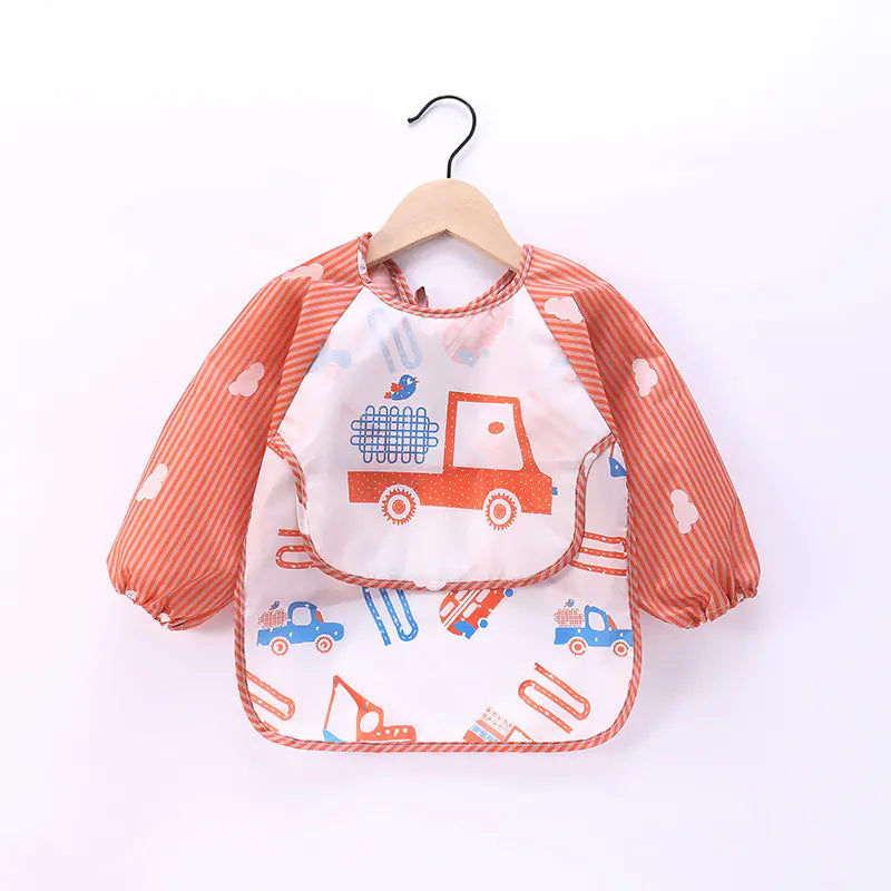 Waterproof Baby Bib with Cartoon Design and Pocket