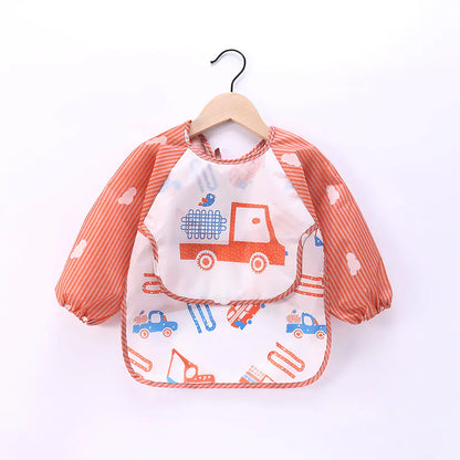 Waterproof Baby Bib with Cartoon Design and Pocket
